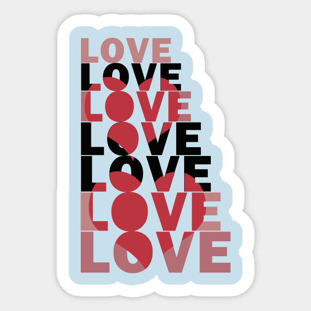 stacked word love with red hearts Sticker by ownedandloved